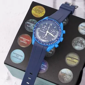 Hot Sale 20mm Tauchen Wasserdichtes Gummi armband Silikon Armband Curved End Uhren armband für MoonS watch