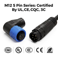 Connecteur industriel hybride étanche IP67 mâle/femelle M12 5 broches à verrouillage par poussée 7A+2A 125V+60V pour alimentation et signalisation des commandes