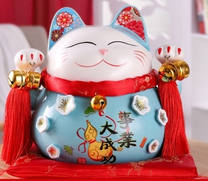 8.5 pouces 19*22*21cm affaires tirelire société décor porcelaine japonais Figurine cadeau céramique Fortune chat chanceux <span class=keywords><strong>Maneki</strong></span> <span class=keywords><strong>Neko</strong></span> - Product Image 4