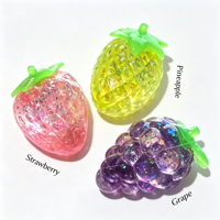 Mini jouet à presser transparent en forme de fruit 3*5.5cm, en TPR, rempli de maltose, jouet souple mignon en forme de fruit simulé, jouet anti-stress pour les mains