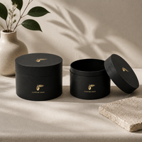 Caja Redonda de Cartón Rígido Negro Reciclable Personalizada con Tapa, Empaque de Cartón con Logotipo Estampado en Oro para Mercancía de Marca