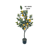 Bonsai Lemon Buatan 50CM dengan Bunga Putih & Buah Kuning untuk Dekorasi Meja Dalam Ruangan