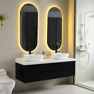 Meuble <span class=keywords><strong>de</strong></span> <span class=keywords><strong>salle</strong></span> <span class=keywords><strong>de</strong></span> <span class=keywords><strong>bain</strong></span> moderne <span class=keywords><strong>de</strong></span> luxe <span class=keywords><strong>avec</strong></span> double <span class=keywords><strong>miroir</strong></span> et double vasque, <span class=keywords><strong>miroir</strong></span> LED intelligent pour hôtel - Product Image 4