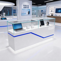 Support d'affichage en bois électrique pour téléphones portables et appareils électroniques - Éclairage LED, écologique, durable, dimensions personnalisables, utilisation en salon professionnel