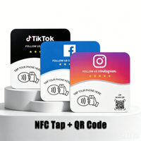 Carte de paiement sans contact NFC avec puce NTAG215 13,56 MHz, code QR URL programmable, étanche, avec étiquette adhésive au dos
