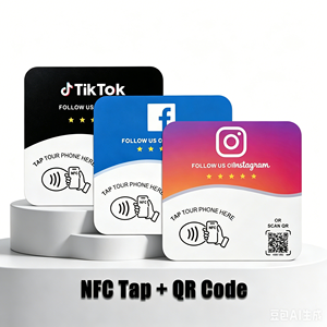 NFC Google Review ชิป NTAG215 13.56MHz <span class=keywords><strong>URL</strong></span> QR Code บัตรชำระเงินแบบไร้สัมผัสกันน้ำตั้งโปรแกรมได้พร้อมฉลากกาวด้านหลัง - Product Image 4