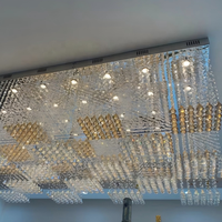 Lustre moderne à LED en cristal, suspension murale en acier inoxydable, grande base, indice de protection IP33, blanc froid 3000K, garantie 2 ans pour hôtels