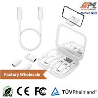 Juego de Cables USB Tipo C de Carga Rápida 3A, Kit de Cargador Portátil con Caja, Funda de PVC, Regalo de Viaje para Dispositivos Móviles