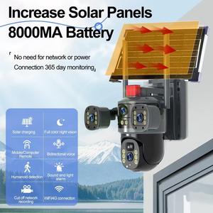 Cámara de Seguridad Solar <span class=keywords><strong>V380</strong></span> de 4 Lentes y 6K, 360 °   Cámara de Vigilancia PTZ con Vista en Vivo en 3 Pantallas, SIM 4G LTE + Wi-Fi, Visión Nocturna en Color de 12MP, CCTV para Granjas sin Wi-Fi - Product Image 3
