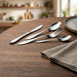 Juego de cubiertos de diseño Suzi, 4 piezas, cuchara de color plateado, tenedor, cuchillo, juego de vajilla elegante a precio mayorista - Product Image 3