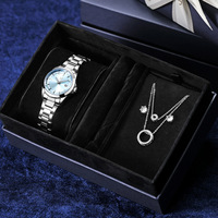 Ensemble cadeau de luxe pour femme : montre à quartz, collier et bracelet, idéal pour les cadeaux d'affaires