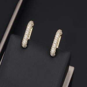 Boucles d'oreilles Huggie tendance géométriques en laiton plaqué or et argent avec zircon, bijoux fantaisie unisexe JXX en gros - Product Image 5