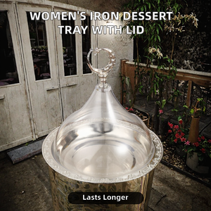ถาดใส่ขนมสำหรับงานเลี้ยง ผลิตจากโรงงานโดยตรง สำหรับผู้หญิง สีพื้น ทนทาน ทำจากเหล็กชุบเคลือบ พร้อมฝาอะคริลิกใส - Product Image 2