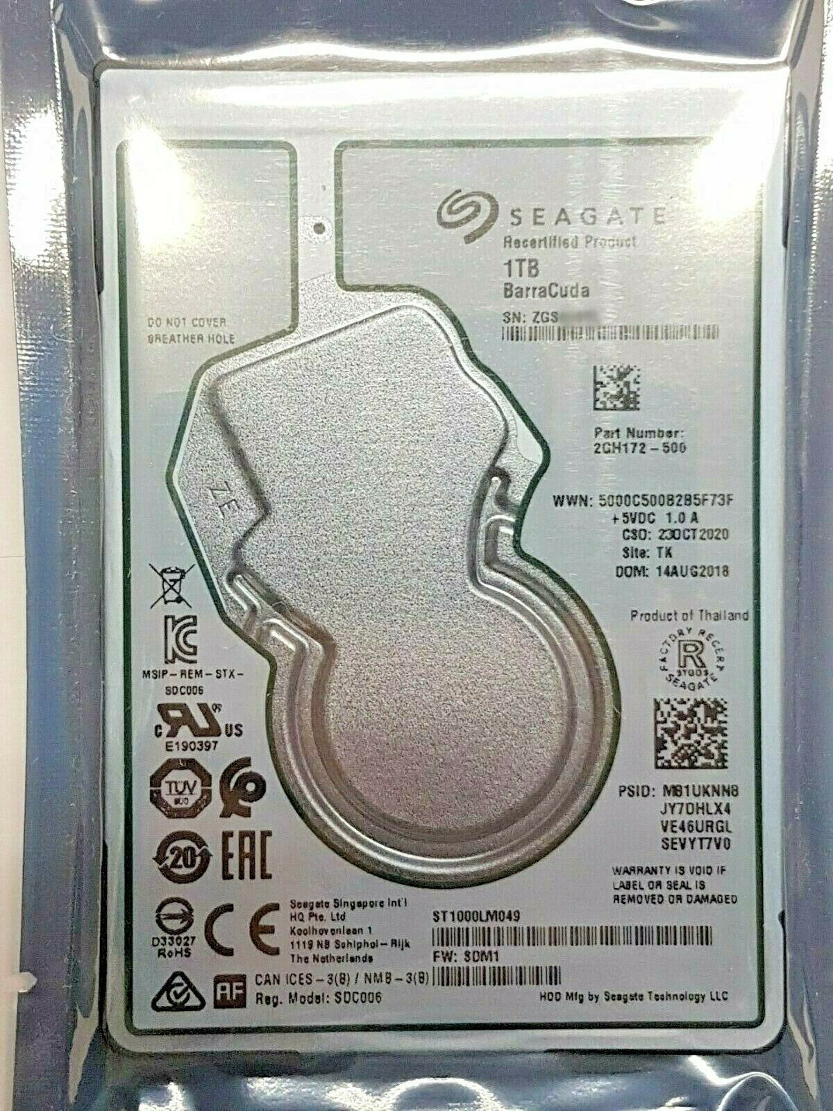 Seagate Barracuda St1000lm049 1TB SATA 7200rpm Laptop HDD