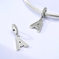 MULA A-Z 26 lettres Charms Silver Zircon Pendant for Women DIY Jewelry with Original Bracelet and Loose Beads Metals Material