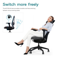 Chaise de bureau ergonomique moderne à dossier haut en maille avec appui-tête et soutien lombaire réglables pour bureau à domicile et bureau informatique