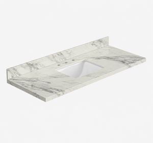 Meuble-lavabo de salle de bain avec plateau en pierre, options granit et marbre, découpe sur mesure, vente en gros Vietnam - Product Image 1