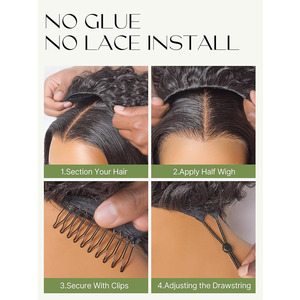 Venta Directa al por Mayor: Peluca Rizada Completa de 26 Pulgadas, 3 en 1, Ondas Despeinadas con Cordón Ajustable, 200% de Densidad, Sin Pegamento, Lista para Usar, Aspecto Natural - Product Image 3