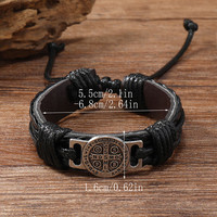 Bracelet en cuir tressé rétro pour homme, réglable avec cordon, bijoux de marque croisée