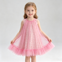 Nouvelle arrivée, robe de princesse d'été pour filles, en tulle de coton, sans manches, jupe bouffante avec imprimé floral