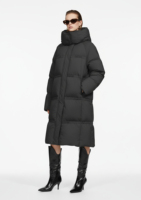 Veste longue en duvet réversible imperméable et à séchage rapide QLYP pour l'hiver, avec fermeture éclair, ceinture ajustable, capuche et col montant