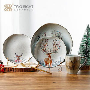 Assiette de table créative de noël, décoration peinte à la main de wapiti, tasses en <span class=keywords><strong>porcelaine</strong></span>, plats en céramique et ensembles de <span class=keywords><strong>vaisselle</strong></span> - Product Image 1