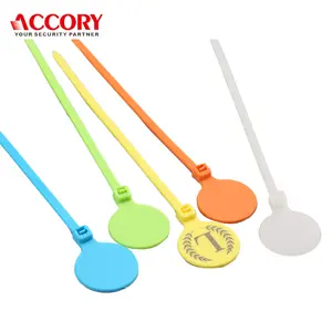 Customized multiple colors 5.3 inch nylon Flag cable ties plastic labels ties round markers tag zip cable tie