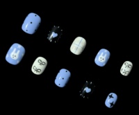 Ongles à presser mignons en forme de lapin, nœud et cœur, faits à la main et peints à la main, écologiques, réutilisables, application facile, à coller