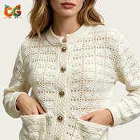 CG 2026 Cardigan en tricot boutonné à col rond et manches longues pour femme, anti-boulochage, coupe ample, décontracté, automne, vente en gros