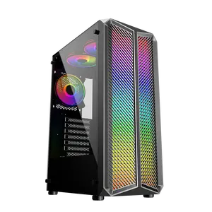 Custodia per Pc per Computer da gioco con pannello frontale OEM di vendita calda con striscia LED RGB