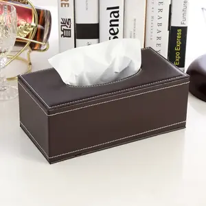DS2938 Home Office Car Tissue Box Cover Decorative Container Napkin Facial Tissues Dispenser PU Leather Tissue Box Holder