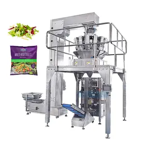 Mesin Pengemas Salad Kacang Polong Hijau Otomatis, Mesin Pengemas Sayuran Campuran Salad Kacang Polong, Vffs Banyak Kepala