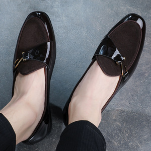 Scarpe in Pelle a Punta Affilata <span class=keywords><strong>con</strong></span> <span class=keywords><strong>Fibbia</strong></span> Versatile, <span class=keywords><strong>Mocassini</strong></span> Personalizzati in Pelle Verniciata <span class=keywords><strong>con</strong></span> Rialzo Interno, Scarpe da Uomo - Product Image 2