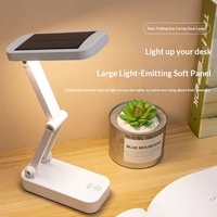 Lampe de bureau pliable à énergie solaire double charge, en ABS, avec protection oculaire, lecture LED, gradation tactile, portable, pour l'étude et la maison