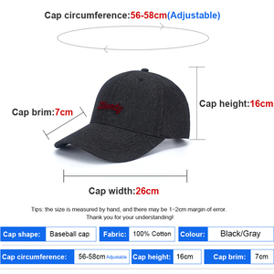 Custom Unisex Vintage Washed 100% Cotton Adjustable Classic <b>Black</b> Gray Baseball Cap Sports Caps Dat Hat with 3D Embroidered Logo - Product Image 2