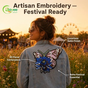Exquisite Detailing Designer Patches Vintage Eco-Friendly Embroidery Logos Applique Flower Fabric and Iron-On Embroidered Patch - Product Image 4