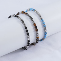 Bracelet en perles fait main pour homme et femme, en acier inoxydable, résistant à l'eau, non ternissant, style bohème, réglable et empilable
