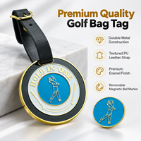 Étiquette de sac de golf Ausluofell avec finition émaillée, marqueur de balle magnétique, sangle en cuir PU durable - Cadeau promotionnel d'entreprise pour le golf