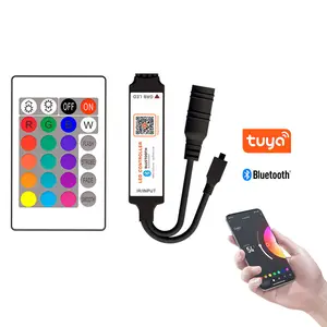 Tuya Smart Bluetooth Led Controller Mini 5V 5-24V Smart Life App Telefoon 24key Ir Afstandsbediening 12V 6a Rgb Led Strip Controller