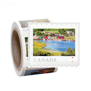 Timbres-poste autocollants en PVC imperméables avec drapeau canadien, rouleau en vrac <span class=keywords><strong>de</strong></span> 100, <span class=keywords><strong>Forever</strong></span> Art Post Office Bay Nova Scotia, autocollants adhésifs en spirale - Product Image 1