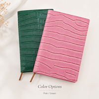 Carnet à couverture rigide personnalisé, motif crocodile, cuir PU, vert rose, marque-page à ruban bicolore, cadeau d'entreprise, OEM en gros