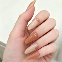 24 faux ongles 3D en ABS embossé à presser avec colle, longs, carrés, nude, ombré, feuille d'or, réutilisables pour femmes