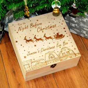 Milieuvriendelijke Houten Kerst Geschenkdoos Logo Aangepaste Charcuterie Board Food Verpakking Doos Gegraveerd Aandenken Verpakking