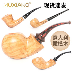 Muxiang Olive Wood Smoking Pipe Straight Type Handmade Tobacco Pipe For Men Personal Gift - Product Image 5