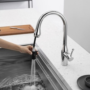 Sanitary Ware Single Hole Hot and Cold Water Pull Down Sprayer Kitchen Mixer Tap Brass Flexible Pull Out Kitchen AT9318-GDX Pull - Product Image 6