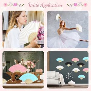 Abanicos Plegables Multicolor de Mano, Ecológicos, de Seda y Papel de Bambú para Decoración de Bodas y Fiestas, con Técnicas de Pintura de Arte Folclórico - Product Image 6