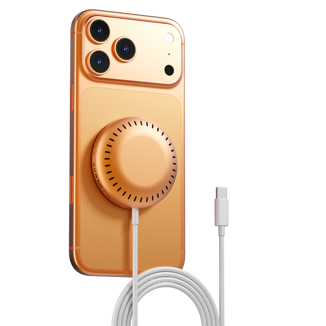 2027 New Products Portable Strong Magnetic 25W Fast Wireless Charger Station for iPhone 17 Pro Max for Earphone Orange Type C