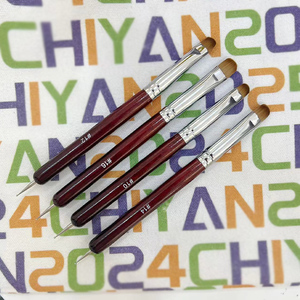 Pinceau à ongles rond français en gel, manche en bois d'acajou, poils en nylon, pour nail art - Product Image 1