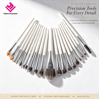 OEM 20 Pcs Multifonctionnel Luxe Qualité Supérieure Pinceau de Maquillage Professionnel en Bois Blanc pour Yeux et Visage Marque Privée