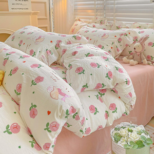 Dệt may nhà Sợi đôi 4 Mảnh bộ đồ giường thiết lập 100 polyester in tấm ga trải giường thiết lập đầy màu sắc trải giường và gối trường hợp cho phòng ngủ - Product Image 6